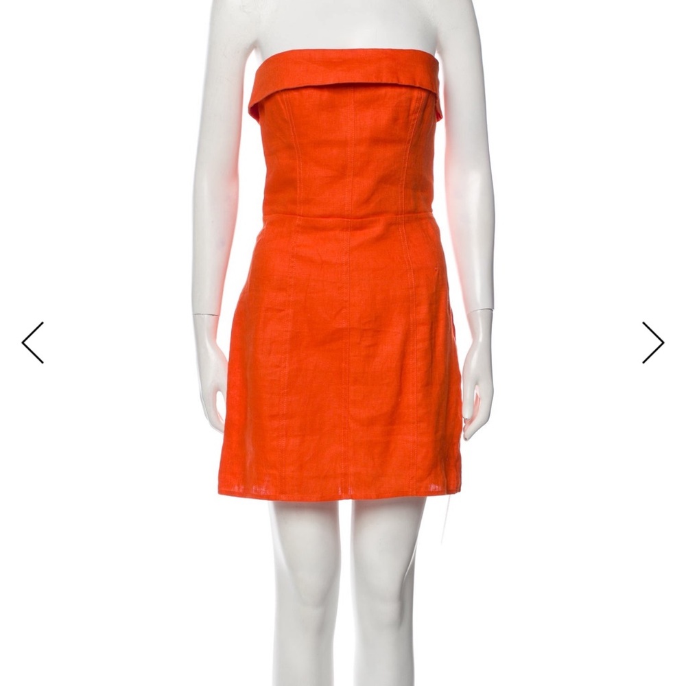 Reformation Strapless Orange Dress - Picture 2 of 6